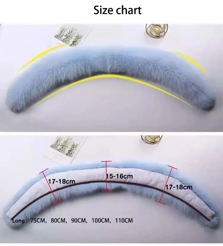 Fox Fur Collar 100% Real Fox Fur Scarf Winter Women Natural Fur Gray Collar Large Size Neck Warmer Fur Scarf Shawls