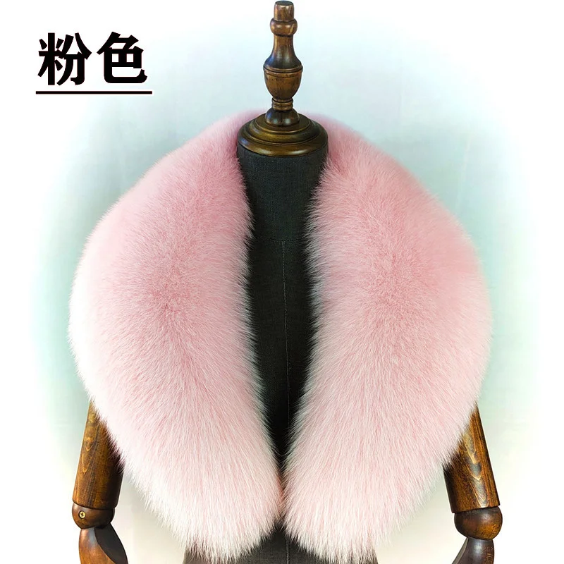 Fox Fur Collar 100% Real Fox Fur Scarf Winter Women Natural Fur Gray Collar Large Size Neck Warmer Fur Scarf Shawls