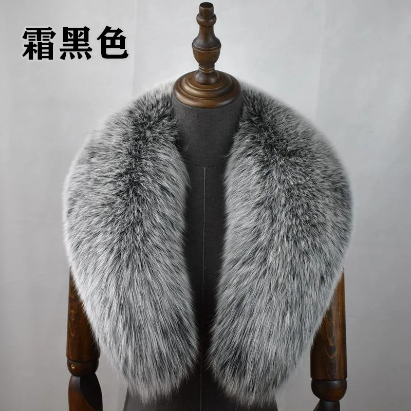 Fox Fur Collar 100% Real Fox Fur Scarf Winter Women Natural Fur Gray Collar Large Size Neck Warmer Fur Scarf Shawls