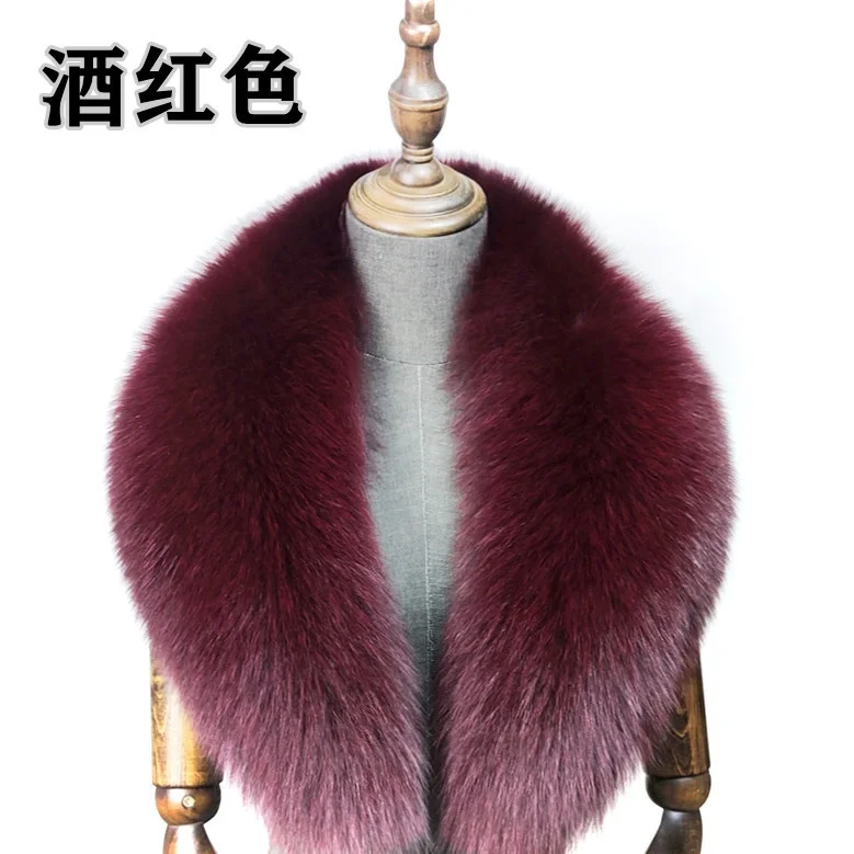 Fox Fur Collar 100% Real Fox Fur Scarf Winter Women Natural Fur Gray Collar Large Size Neck Warmer Fur Scarf Shawls