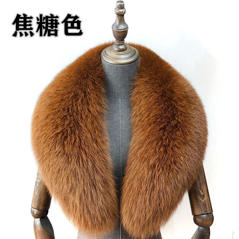 Fox Fur Collar 100% Real Fox Fur Scarf Winter Women Natural Fur Gray Collar Large Size Neck Warmer Fur Scarf Shawls