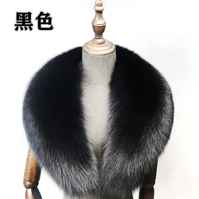 Fox Fur Collar 100% Real Fox Fur Scarf Winter Women Natural Fur Gray Collar Large Size Neck Warmer Fur Scarf Shawls