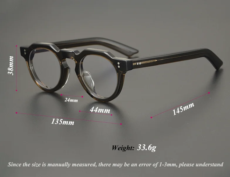 55464 High Quality Acetate Glasses Vintage Round Men Optical Prescription Eyeglasses Frame Women Korea Luxury Brand Eyewear