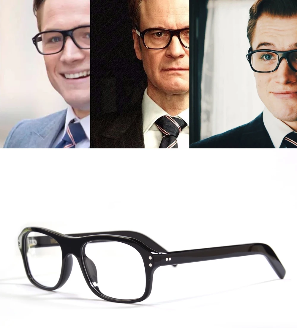The Kings Man Eyeglasses Frame Kingsmen Movie Cosplay Glasses Harry Hart Gary Eggsy Eyewear Retro Rectangle Acetate Spectacles