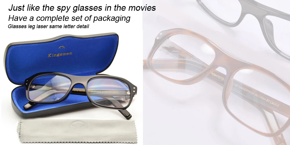 The Kings Man Eyeglasses Frame Kingsmen Movie Cosplay Glasses Harry Hart Gary Eggsy Eyewear Retro Rectangle Acetate Spectacles