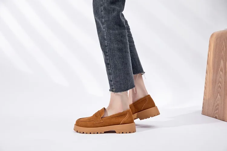 AIYUQI Spring Shoes Female British Style Thick-soled College Style Casual Loafers Genuine Leather Fashion Shoes Girls WHSLE MTO