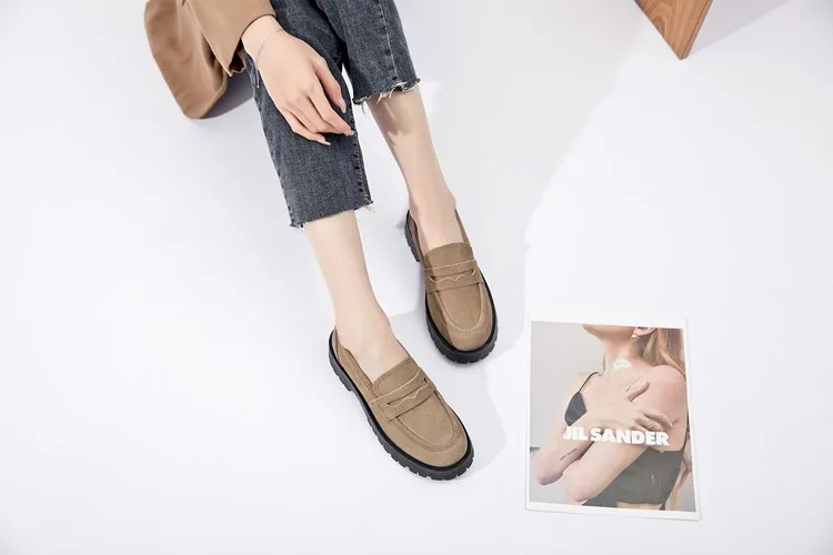 AIYUQI Spring Shoes Female British Style Thick-soled College Style Casual Loafers Genuine Leather Fashion Shoes Girls WHSLE MTO