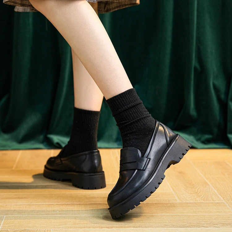 AIYUQI Spring Shoes Female British Style Thick-soled College Style Casual Loafers Genuine Leather Fashion Shoes Girls WHSLE MTO