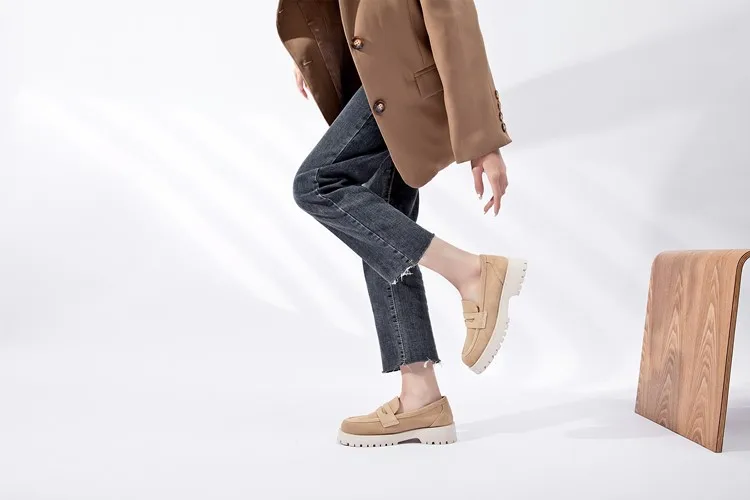 AIYUQI Spring Shoes Female British Style Thick-soled College Style Casual Loafers Genuine Leather Fashion Shoes Girls WHSLE MTO