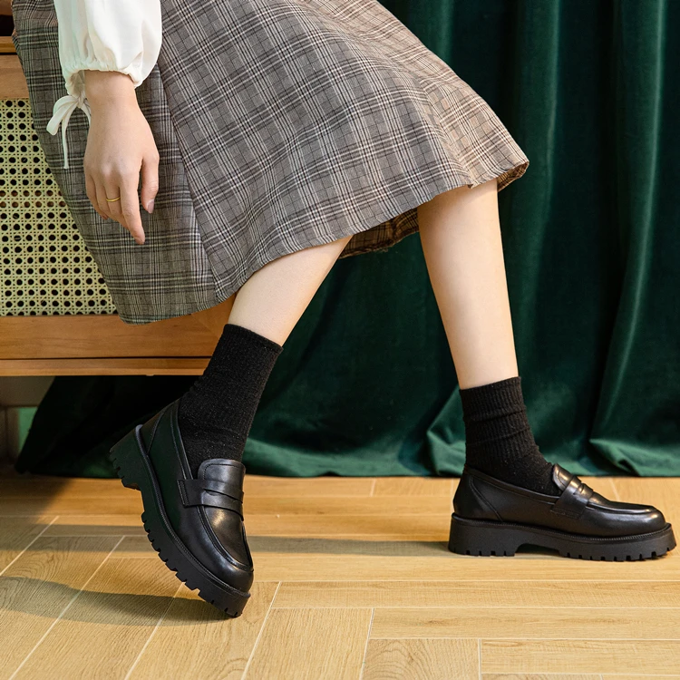 AIYUQI Spring Shoes Female British Style Thick-soled College Style Casual Loafers Genuine Leather Fashion Shoes Girls WHSLE MTO