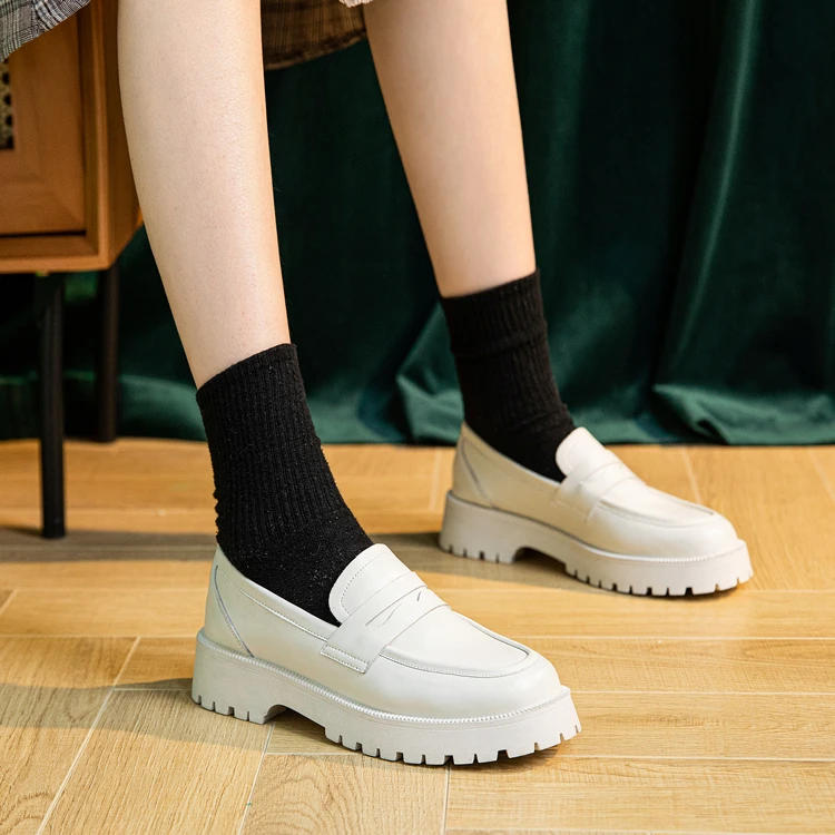 AIYUQI Spring Shoes Female British Style Thick-soled College Style Casual Loafers Genuine Leather Fashion Shoes Girls WHSLE MTO