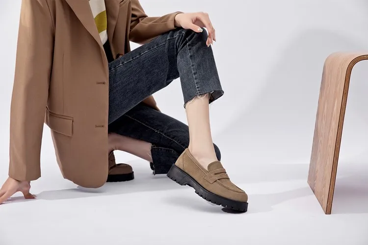 AIYUQI Spring Shoes Female British Style Thick-soled College Style Casual Loafers Genuine Leather Fashion Shoes Girls WHSLE MTO