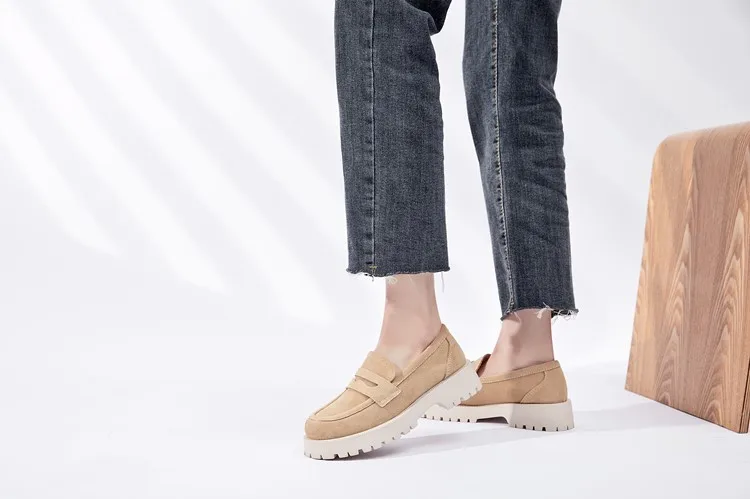 AIYUQI Spring Shoes Female British Style Thick-soled College Style Casual Loafers Genuine Leather Fashion Shoes Girls WHSLE MTO