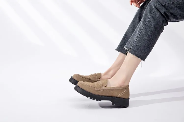 AIYUQI Spring Shoes Female British Style Thick-soled College Style Casual Loafers Genuine Leather Fashion Shoes Girls WHSLE MTO