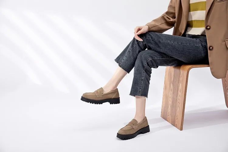 AIYUQI Spring Shoes Female British Style Thick-soled College Style Casual Loafers Genuine Leather Fashion Shoes Girls WHSLE MTO