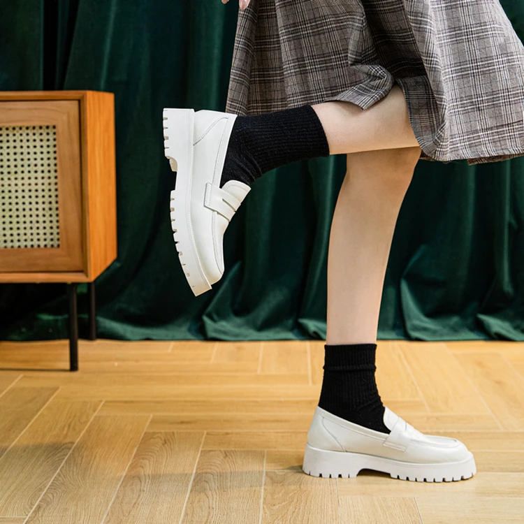AIYUQI Spring Shoes Female British Style Thick-soled College Style Casual Loafers Genuine Leather Fashion Shoes Girls WHSLE MTO