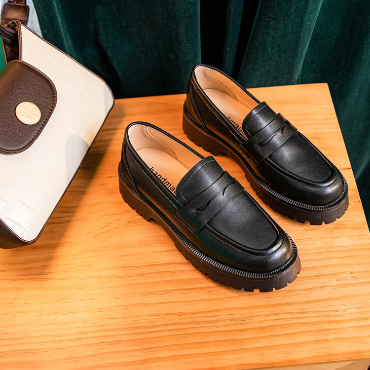 AIYUQI Spring Shoes Female British Style Thick-soled College Style Casual Loafers Genuine Leather Fashion Shoes Girls WHSLE MTO