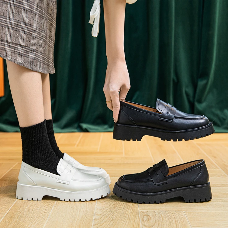 AIYUQI Spring Shoes Female British Style Thick-soled College Style Casual Loafers Genuine Leather Fashion Shoes Girls WHSLE MTO