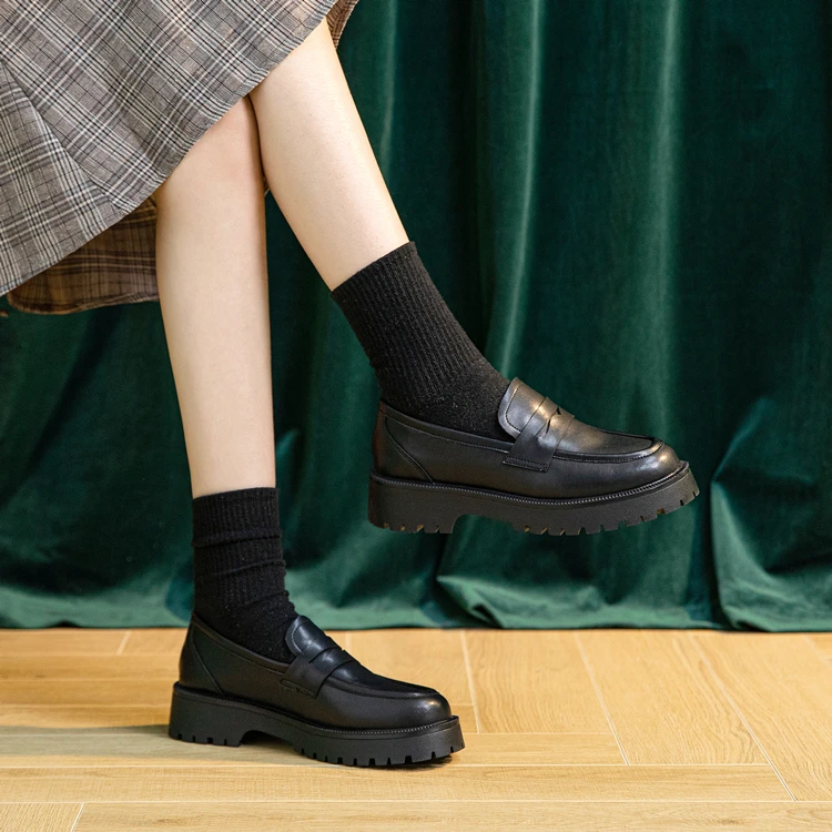 AIYUQI Spring Shoes Female British Style Thick-soled College Style Casual Loafers Genuine Leather Fashion Shoes Girls WHSLE MTO