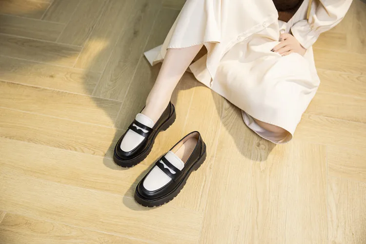 AIYUQI Spring Shoes Female British Style Thick-soled College Style Casual Loafers Genuine Leather Fashion Shoes Girls WHSLE MTO