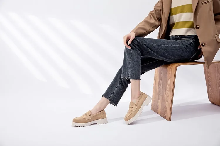 AIYUQI Spring Shoes Female British Style Thick-soled College Style Casual Loafers Genuine Leather Fashion Shoes Girls WHSLE MTO