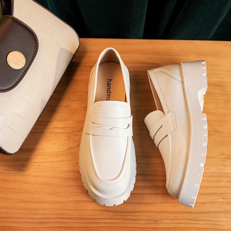 AIYUQI Spring Shoes Female British Style Thick-soled College Style Casual Loafers Genuine Leather Fashion Shoes Girls WHSLE MTO