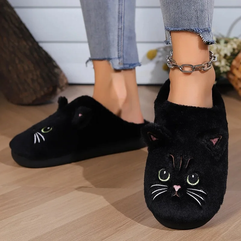 Ins Cat Paw Slippers Adults Winter Flip Flops Men Warm Fur Slides Fluffy Kitten Fuzzy House Shoes Unisex Animal Claw Slipper Man