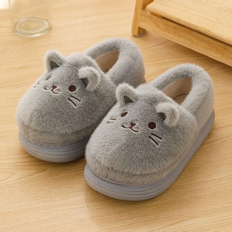 Ins Cat Paw Slippers Adults Winter Flip Flops Men Warm Fur Slides Fluffy Kitten Fuzzy House Shoes Unisex Animal Claw Slipper Man