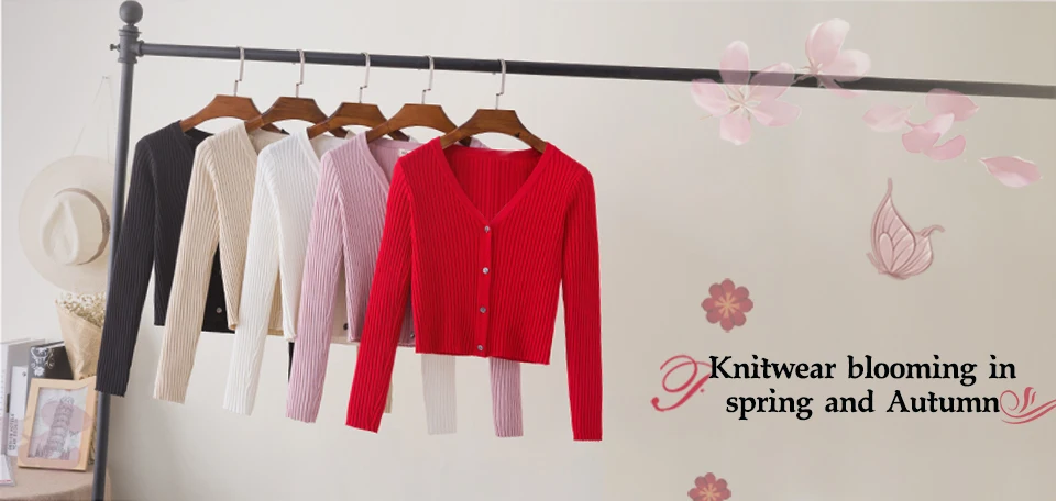Cardigan Female Black Cropped Korean Style Knitted Sweater Long Sleeve Top Sweaters Knit Ladies Women's Coat Spring 2025 Blouses