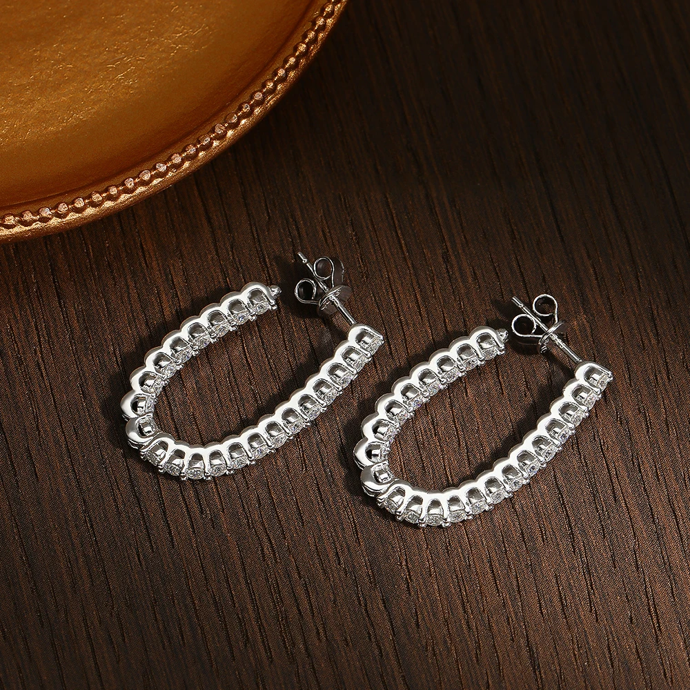 KNOBSPIN All Moissanite Earrings for Women Wedding Party Luxury Earring Jewelry s925 Sterling Sliver Plated 18k Gold Ear Stud
