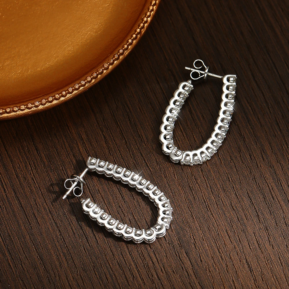 KNOBSPIN All Moissanite Earrings for Women Wedding Party Luxury Earring Jewelry s925 Sterling Sliver Plated 18k Gold Ear Stud