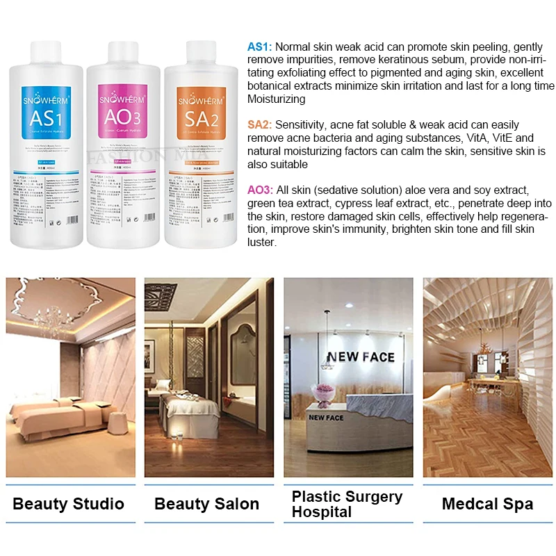 1200ML 3pcs/Lot Hydrofacial Liquid Face Serum Facial Aqua Peel Solution AS1 SA2 AO3 For Beauty Machine SkinCare Deep Cleaning