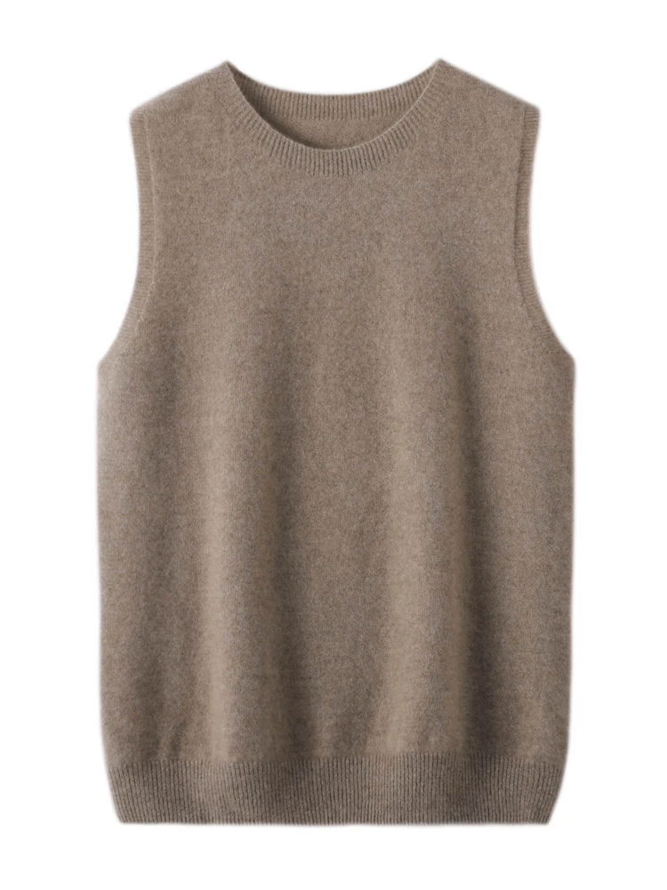 2024 New Women O-neck Sleeveless Sweater 100% Merino Wool Pullover Waistcoat Cashmere Knitwear Spring Summer Autumn Casual Vest