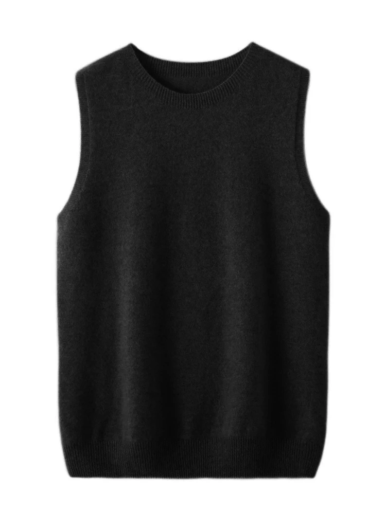 2024 New Women O-neck Sleeveless Sweater 100% Merino Wool Pullover Waistcoat Cashmere Knitwear Spring Summer Autumn Casual Vest