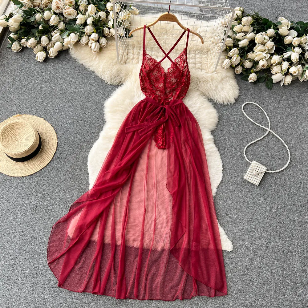 CHILLGIO Women Sexy Lace Transparent Bodysuits Hotsweet Tight Catsuits Erotic Intimate Rompers Fashion Strappy Onesie Lingerie