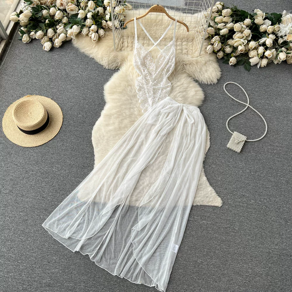 CHILLGIO Women Sexy Lace Transparent Bodysuits Hotsweet Tight Catsuits Erotic Intimate Rompers Fashion Strappy Onesie Lingerie