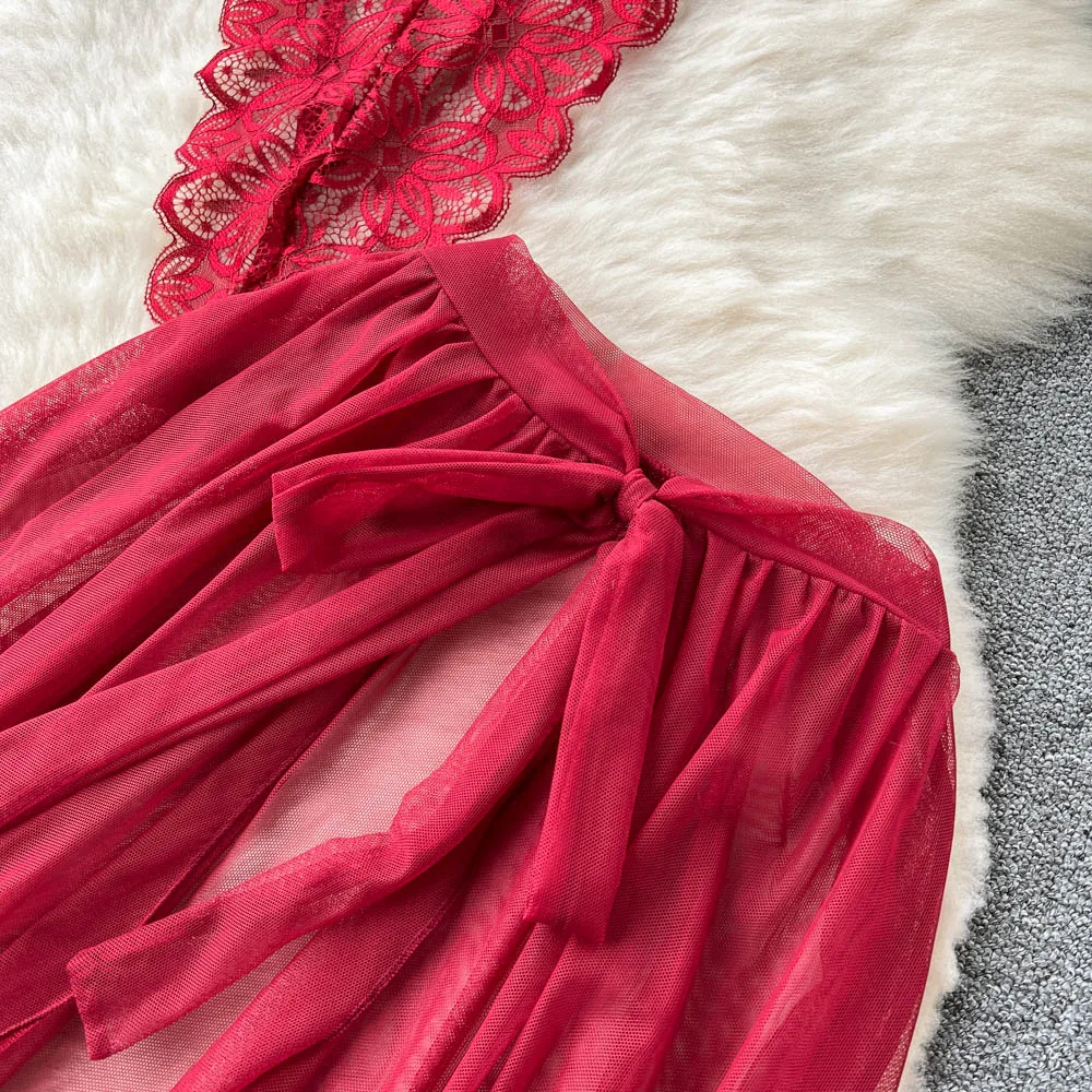 CHILLGIO Women Sexy Lace Transparent Bodysuits Hotsweet Tight Catsuits Erotic Intimate Rompers Fashion Strappy Onesie Lingerie