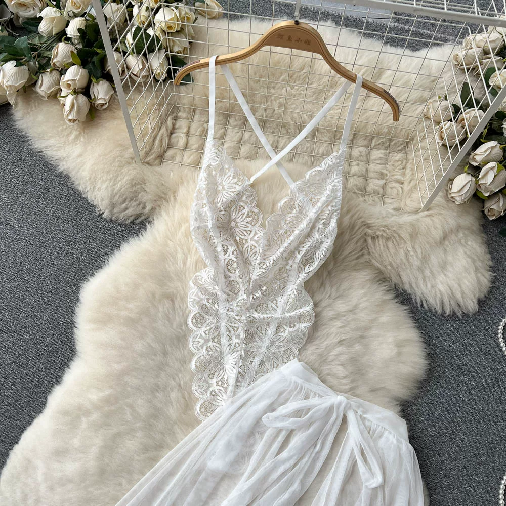 CHILLGIO Women Sexy Lace Transparent Bodysuits Hotsweet Tight Catsuits Erotic Intimate Rompers Fashion Strappy Onesie Lingerie