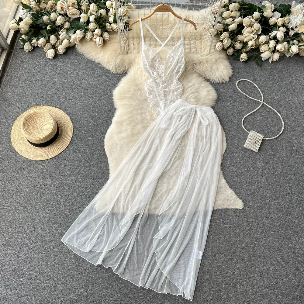 CHILLGIO Women Sexy Lace Transparent Bodysuits Hotsweet Tight Catsuits Erotic Intimate Rompers Fashion Strappy Onesie Lingerie