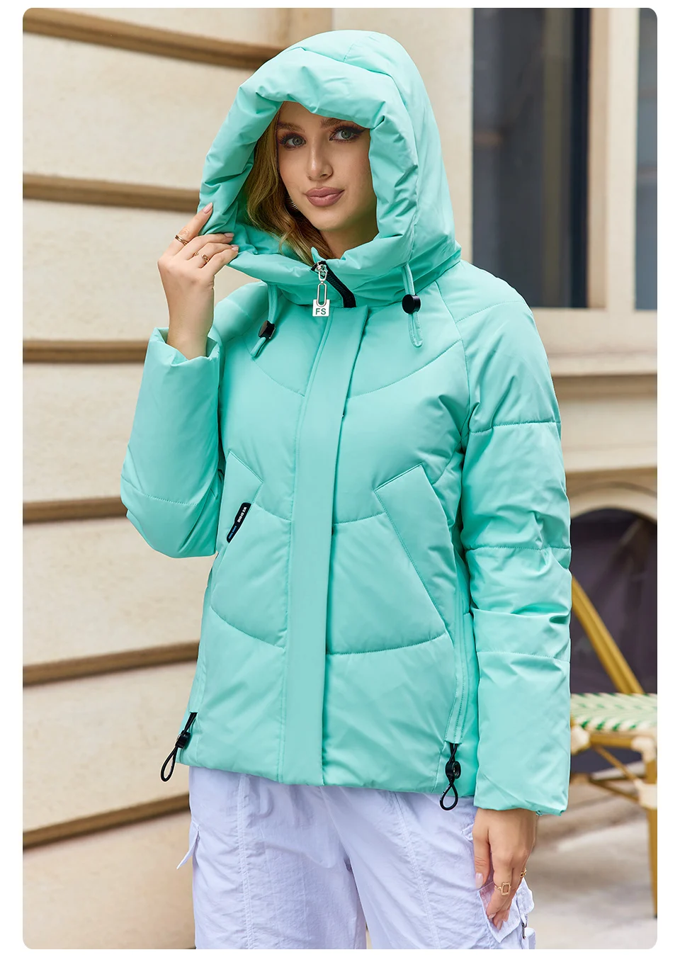 GASMAN 2023 Winter Down Jacket Women Short Classic zipper Design Pocket Stand Collar Hooded Slim Coat Women Parkas 83319