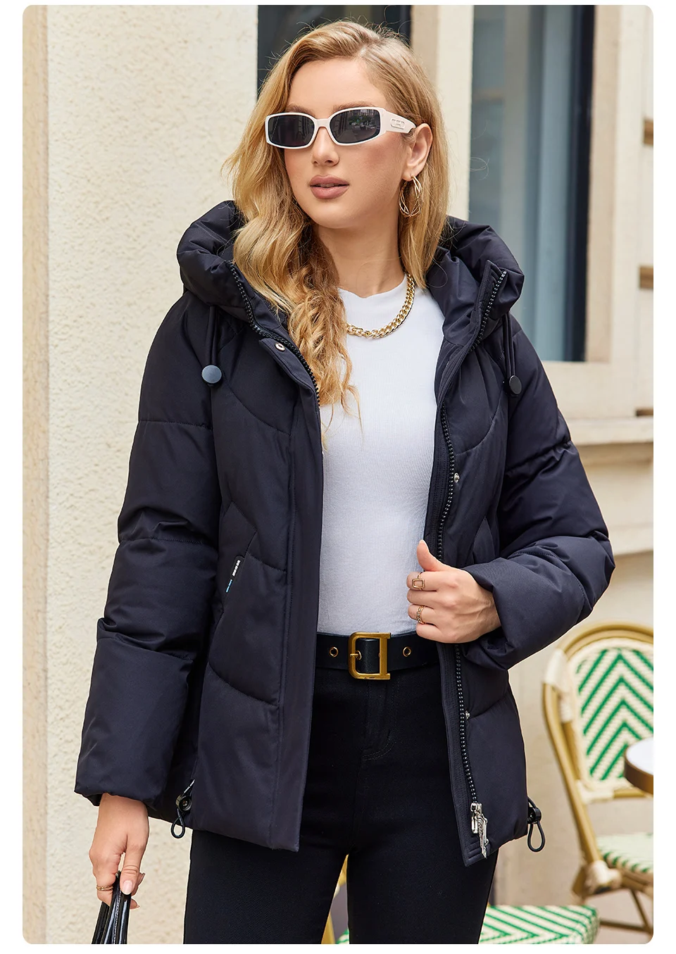 GASMAN 2023 Winter Down Jacket Women Short Classic zipper Design Pocket Stand Collar Hooded Slim Coat Women Parkas 83319