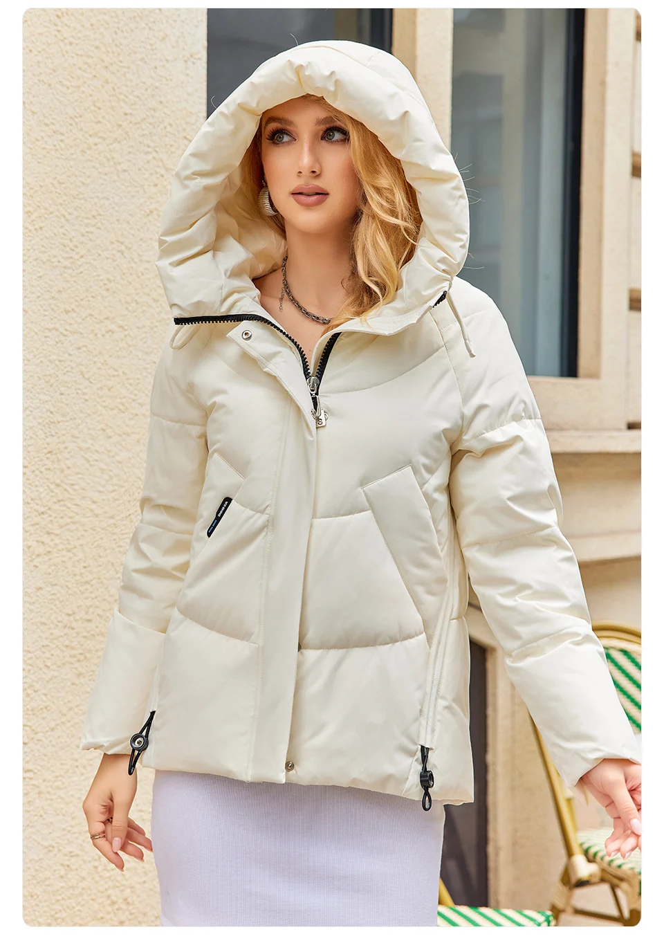 GASMAN 2023 Winter Down Jacket Women Short Classic zipper Design Pocket Stand Collar Hooded Slim Coat Women Parkas 83319