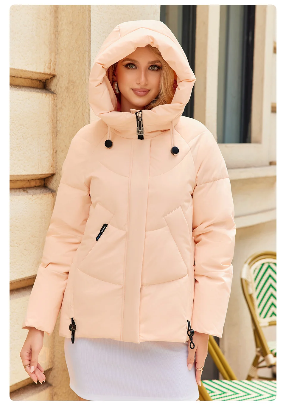 GASMAN 2023 Winter Down Jacket Women Short Classic zipper Design Pocket Stand Collar Hooded Slim Coat Women Parkas 83319