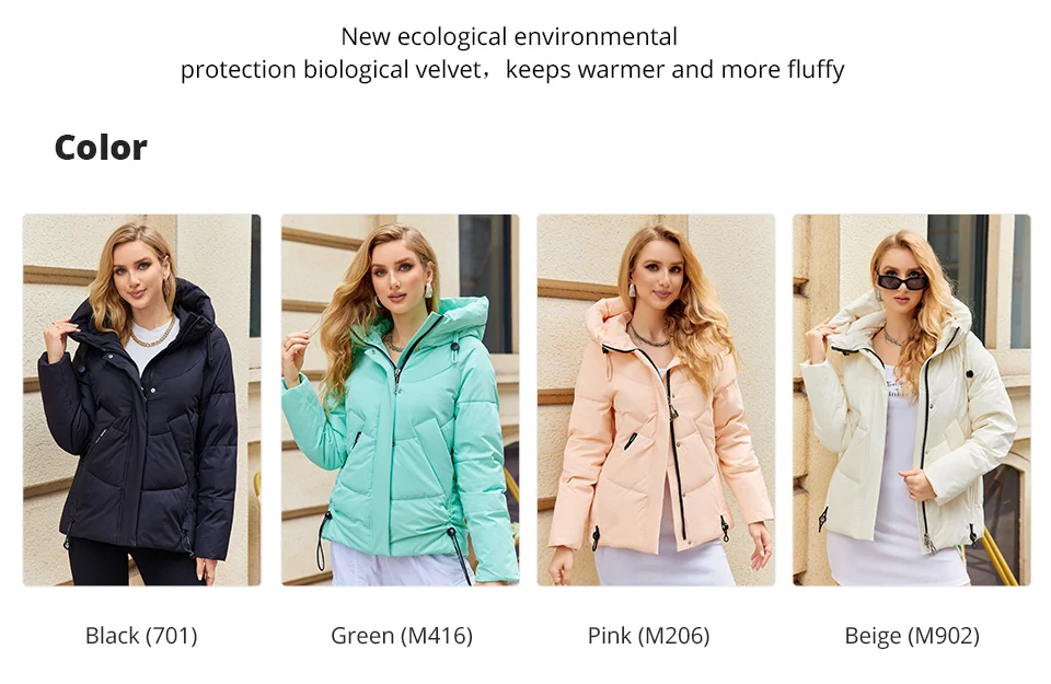 GASMAN 2023 Winter Down Jacket Women Short Classic zipper Design Pocket Stand Collar Hooded Slim Coat Women Parkas 83319