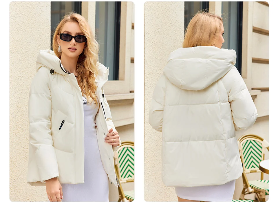 GASMAN 2023 Winter Down Jacket Women Short Classic zipper Design Pocket Stand Collar Hooded Slim Coat Women Parkas 83319