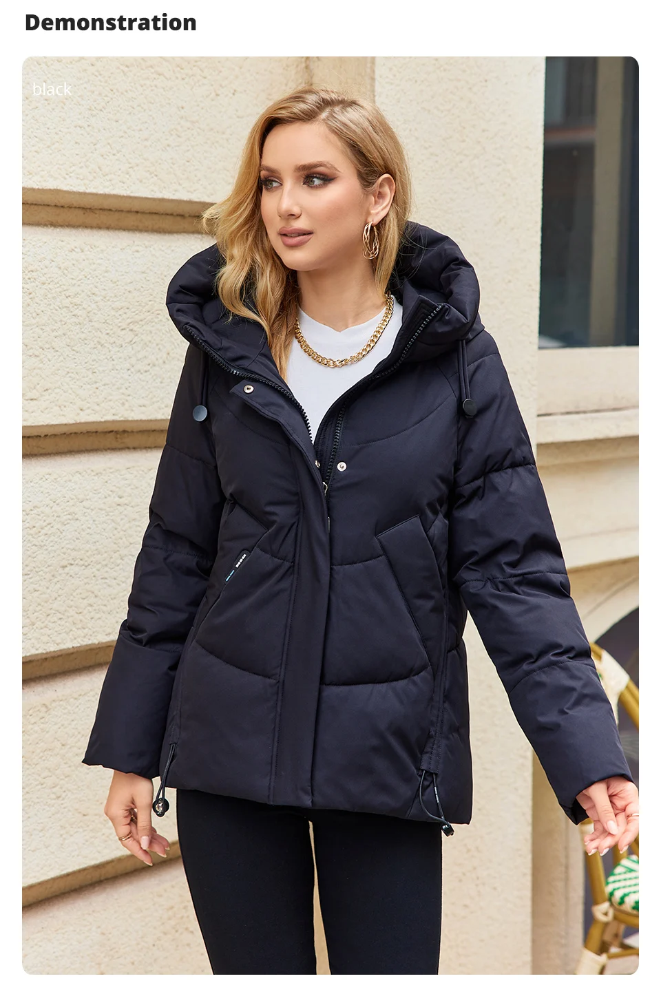 GASMAN 2023 Winter Down Jacket Women Short Classic zipper Design Pocket Stand Collar Hooded Slim Coat Women Parkas 83319