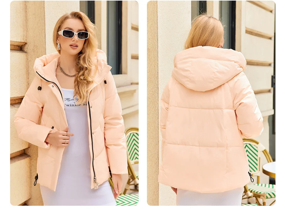 GASMAN 2023 Winter Down Jacket Women Short Classic zipper Design Pocket Stand Collar Hooded Slim Coat Women Parkas 83319
