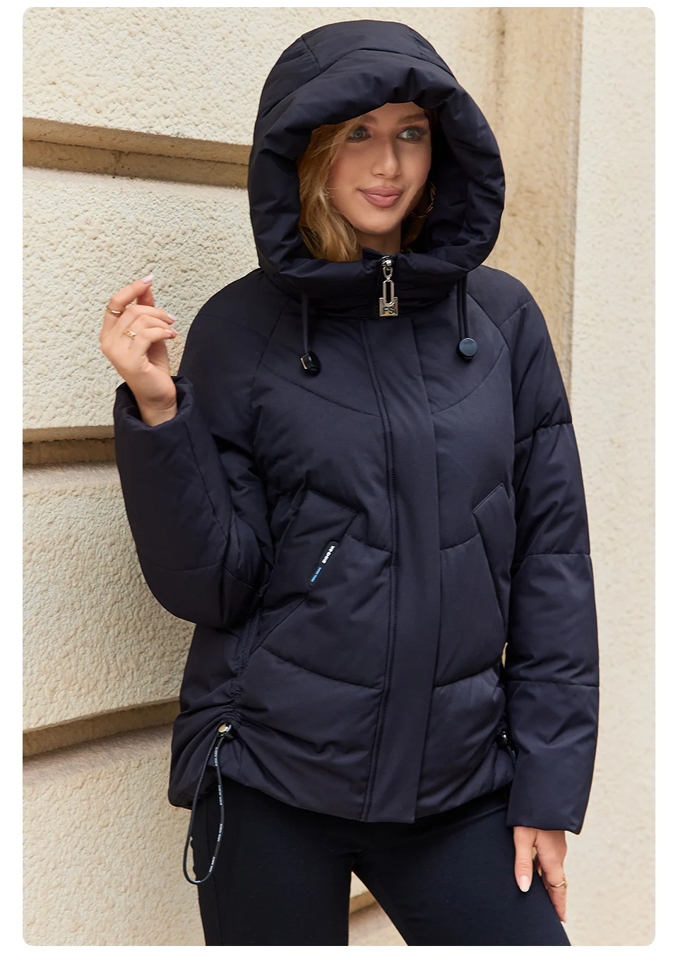 GASMAN 2023 Winter Down Jacket Women Short Classic zipper Design Pocket Stand Collar Hooded Slim Coat Women Parkas 83319