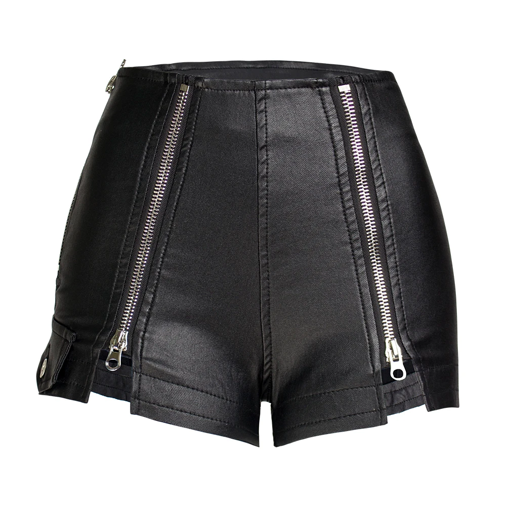 Sexy Black PU Casual Fashion Summer Shorts Women Clothing Goth Faux Leather High Waisted Womens Shorts Y2K Hot Woman Short Pants