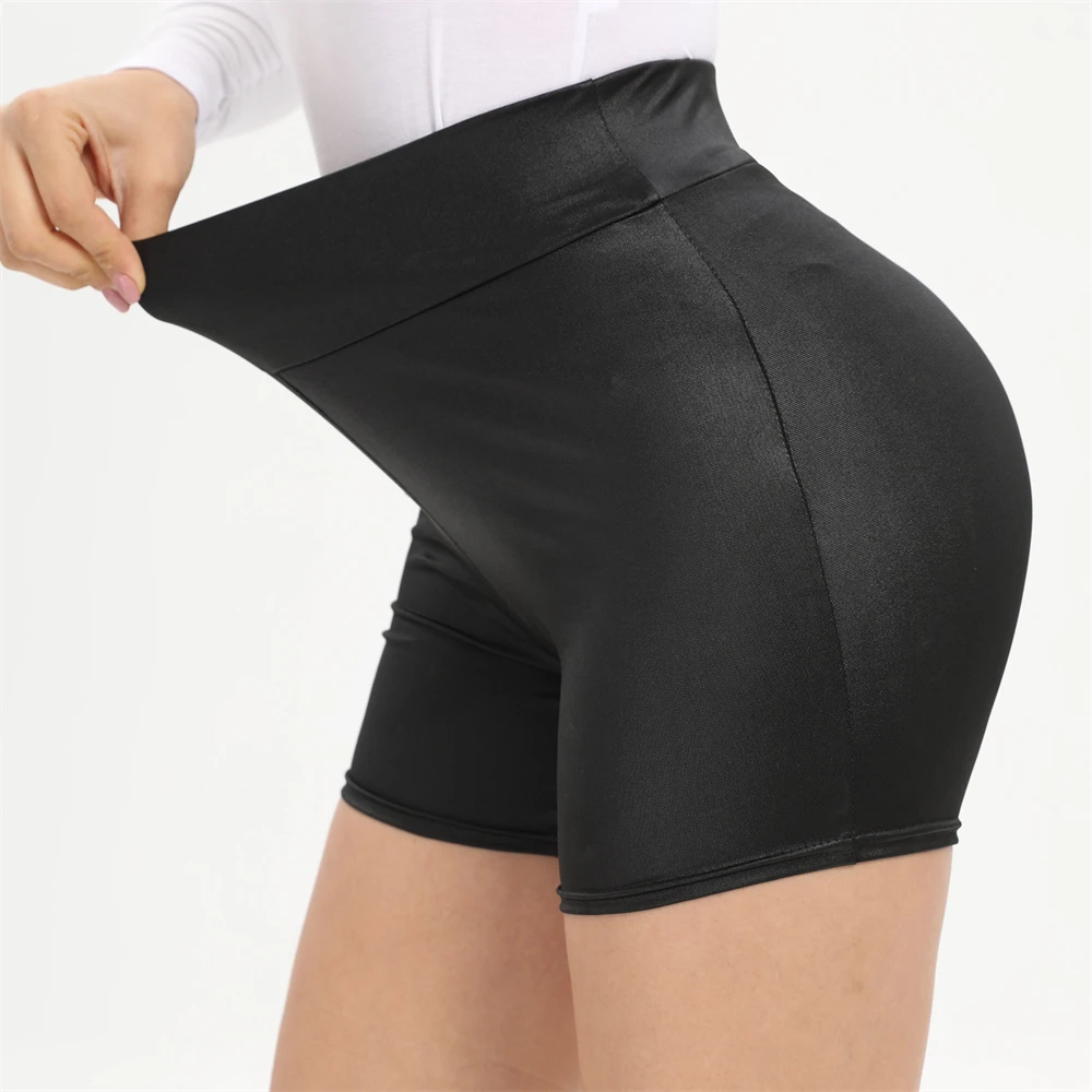 Sexy Black PU Casual Fashion Summer Shorts Women Clothing Goth Faux Leather High Waisted Womens Shorts Y2K Hot Woman Short Pants